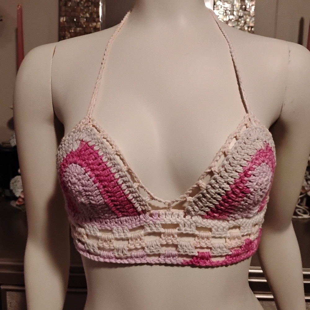 Crochet Rainbow Bikini Top